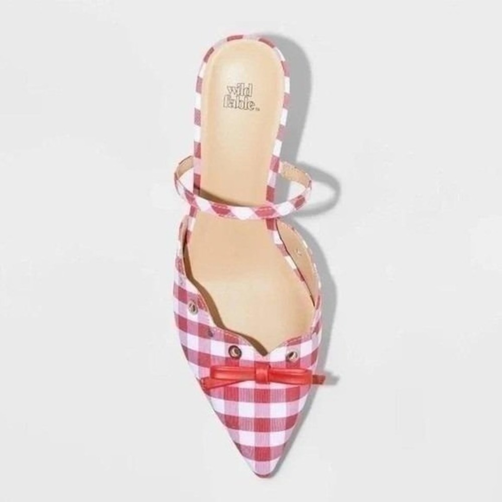 Women's Kitten Heels by Wild Fable Lysandra Gingham Red Size 8.5 New With Tags - Picture 5 of 6